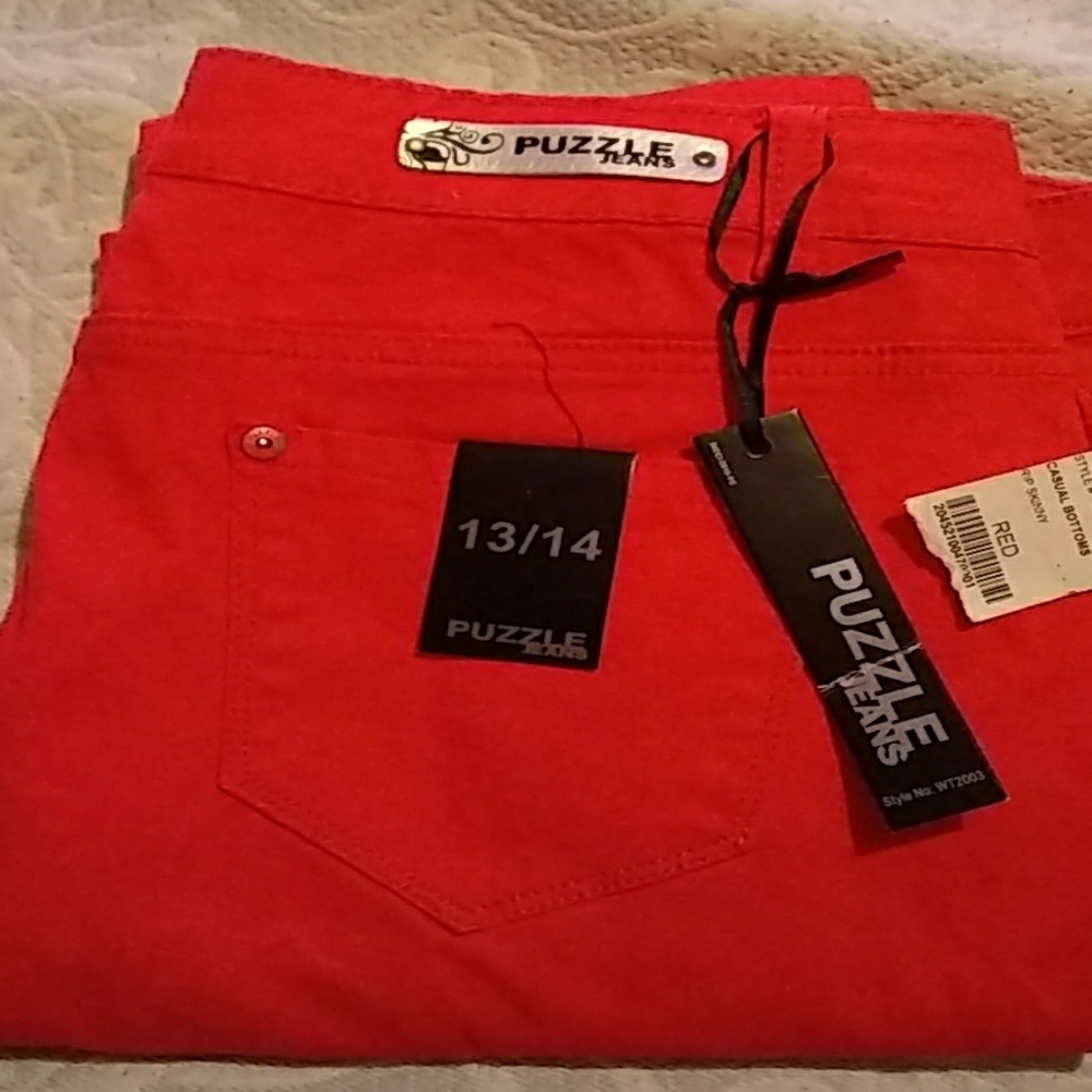 Puzzle jeans size 13/14 color red